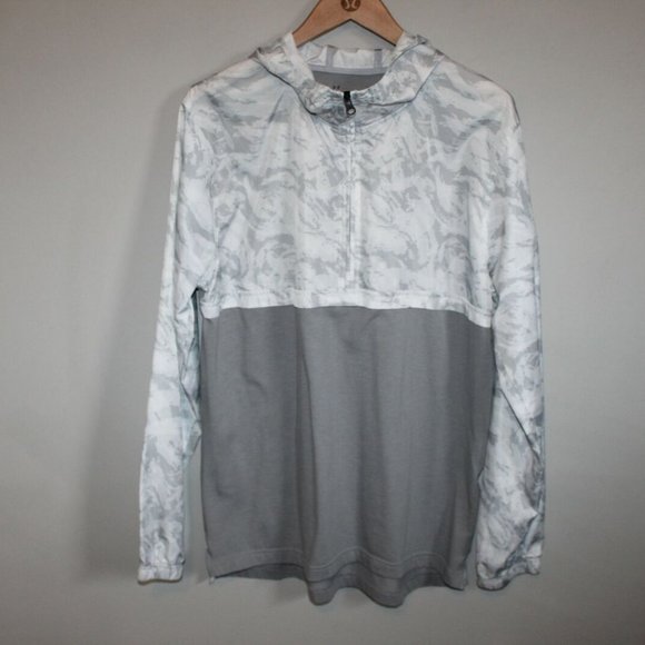Under Armour Sportstyle Wind Anorak White Gray Hooded Pullover Large H11990 - Picture 2 of 11